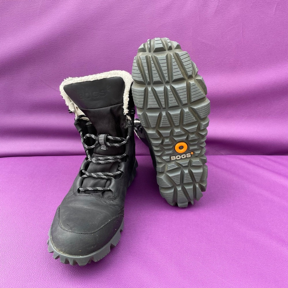 Bogs Arcata LTR TL Black Leather Waterproof Winter Snow‎ Boots Womens 10 Hiking